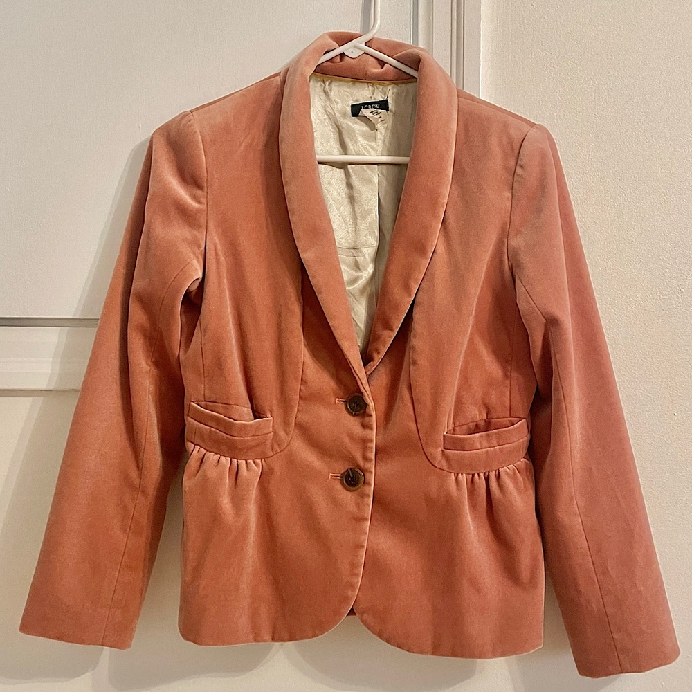 J Crew velvet coral pink peplum blazer size 4